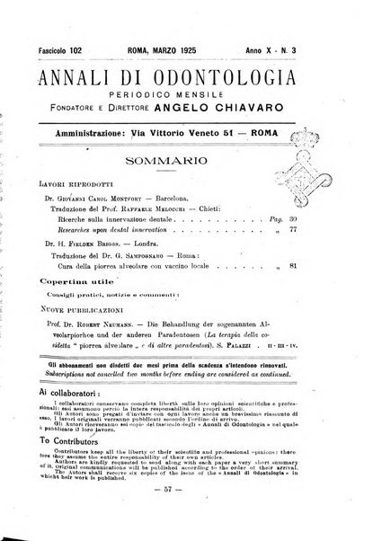 Annali di odontologia periodico mensile