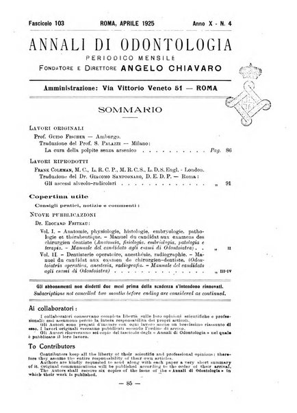 Annali di odontologia periodico mensile