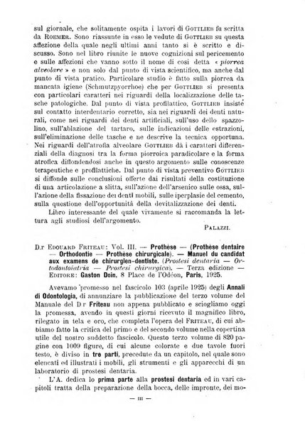 Annali di odontologia periodico mensile