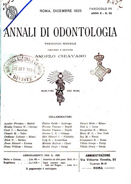 Annali di odontologia periodico mensile