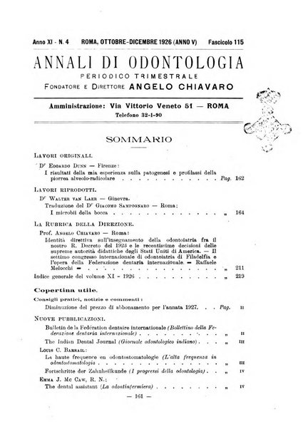 Annali di odontologia periodico mensile