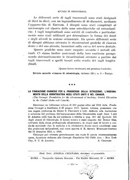 Annali di odontologia periodico mensile