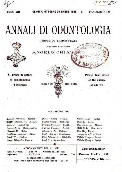 Annali di odontologia periodico mensile