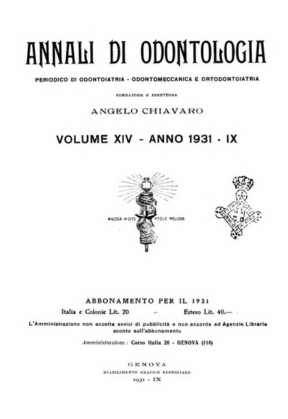 Annali di odontologia periodico mensile