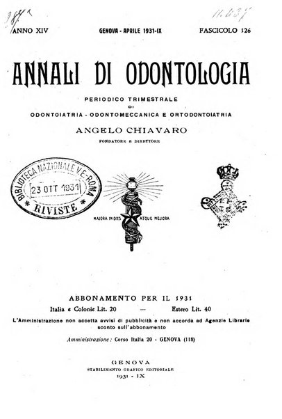 Annali di odontologia periodico mensile