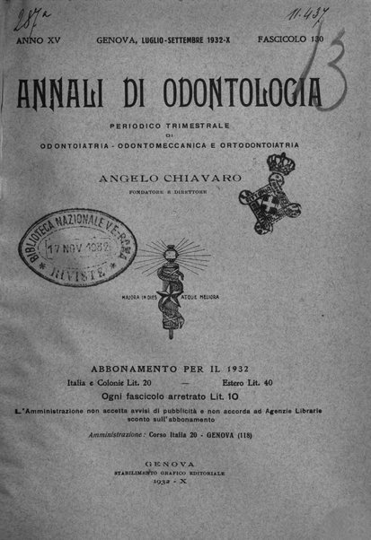 Annali di odontologia periodico mensile