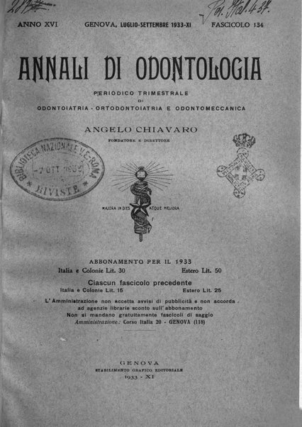 Annali di odontologia periodico mensile