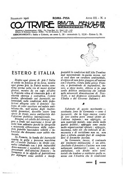 Costruire rivista mensile fascista