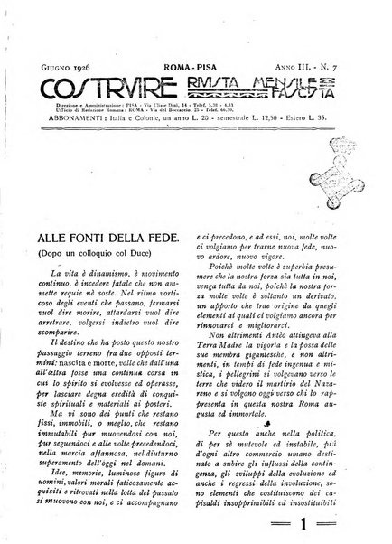 Costruire rivista mensile fascista