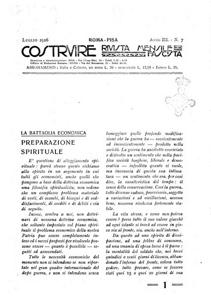 Costruire rivista mensile fascista