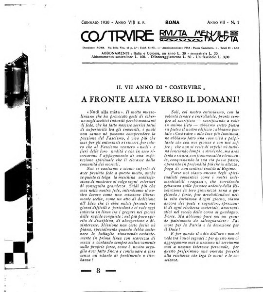 Costruire rivista mensile fascista