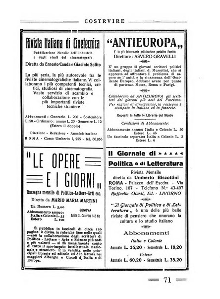 Costruire rivista mensile fascista