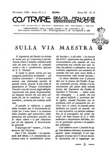 Costruire rivista mensile fascista