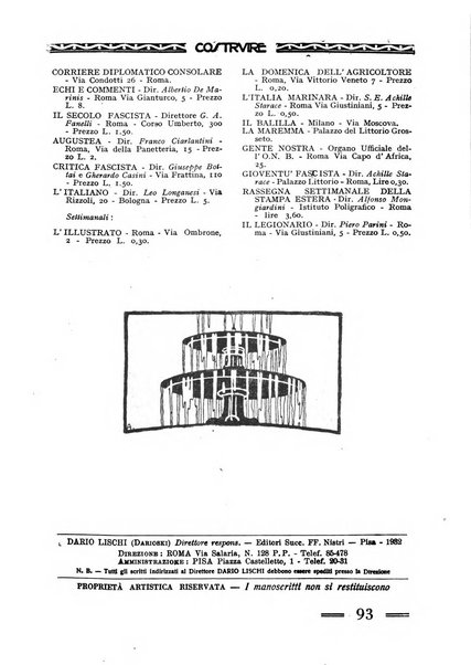 Costruire rivista mensile fascista