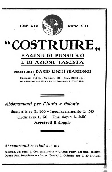 Costruire rivista mensile fascista