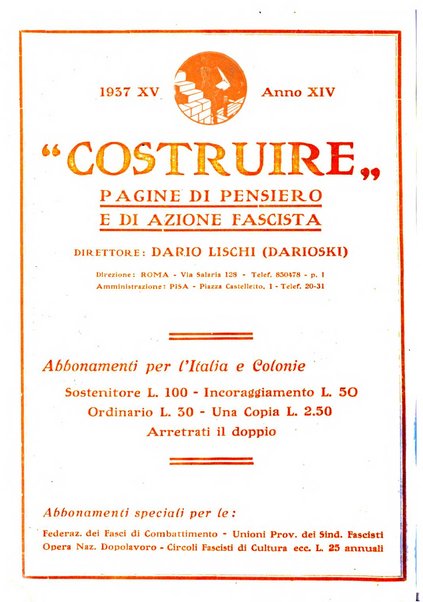 Costruire rivista mensile fascista