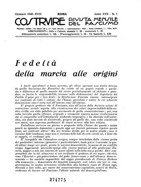 Costruire rivista mensile fascista