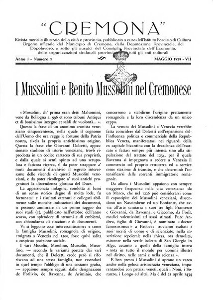 Cremona rivista mensile illustrata della Citta e Provincia