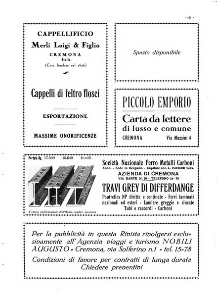 Cremona rivista mensile illustrata della Citta e Provincia