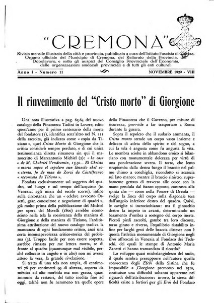 Cremona rivista mensile illustrata della Citta e Provincia