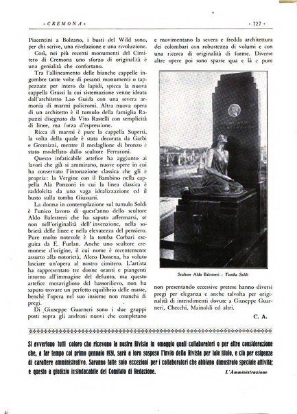 Cremona rivista mensile illustrata della Citta e Provincia