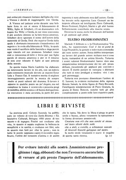 Cremona rivista mensile illustrata della Citta e Provincia