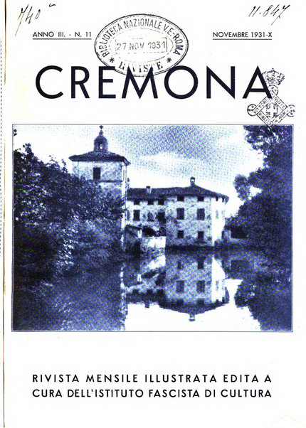 Cremona rivista mensile illustrata della Citta e Provincia