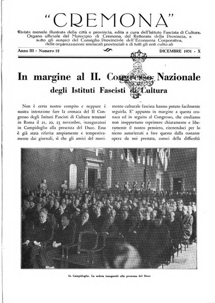 Cremona rivista mensile illustrata della Citta e Provincia