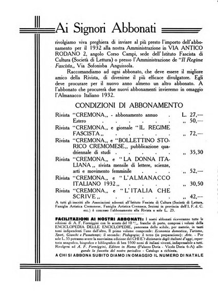 Cremona rivista mensile illustrata della Citta e Provincia