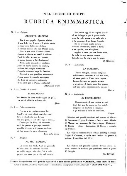 Cremona rivista mensile illustrata della Citta e Provincia