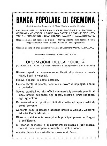 Cremona rivista mensile illustrata della Citta e Provincia