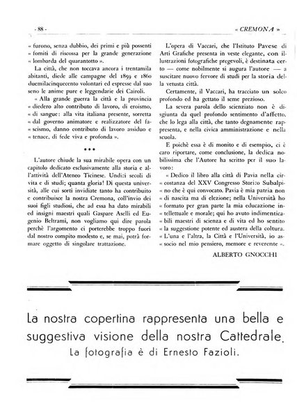 Cremona rivista mensile illustrata della Citta e Provincia