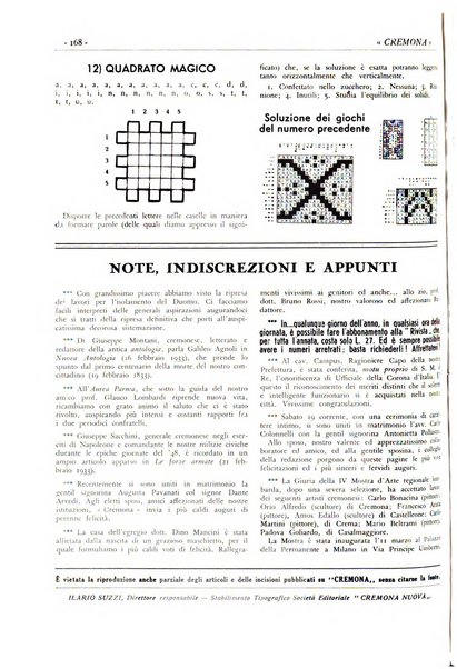 Cremona rivista mensile illustrata della Citta e Provincia