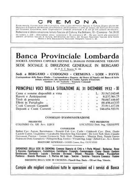 Cremona rivista mensile illustrata della Citta e Provincia