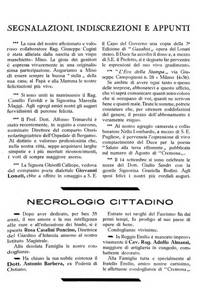 Cremona rivista mensile illustrata della Citta e Provincia