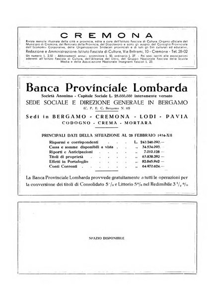 Cremona rivista mensile illustrata della Citta e Provincia