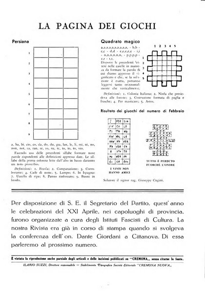 Cremona rivista mensile illustrata della Citta e Provincia