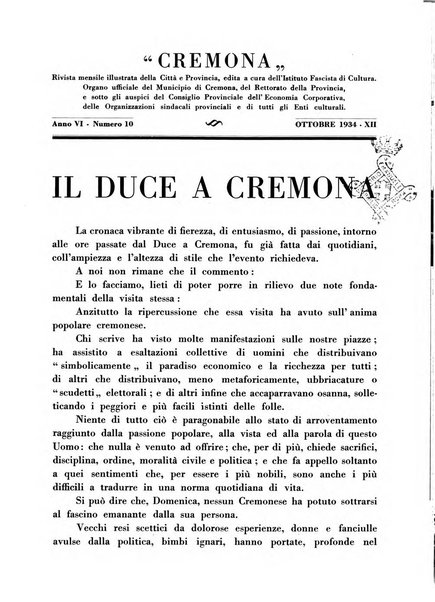 Cremona rivista mensile illustrata della Citta e Provincia