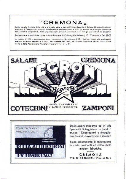 Cremona rivista mensile illustrata della Citta e Provincia