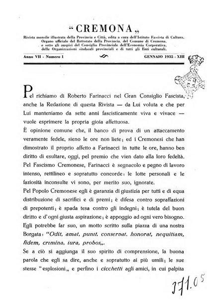 Cremona rivista mensile illustrata della Citta e Provincia