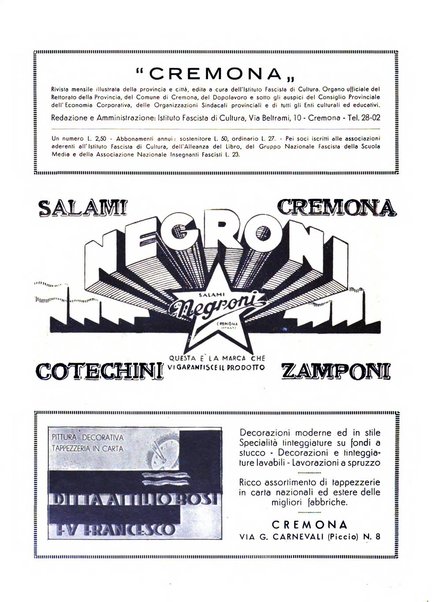 Cremona rivista mensile illustrata della Citta e Provincia