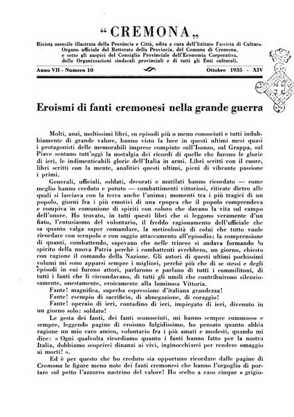 Cremona rivista mensile illustrata della Citta e Provincia