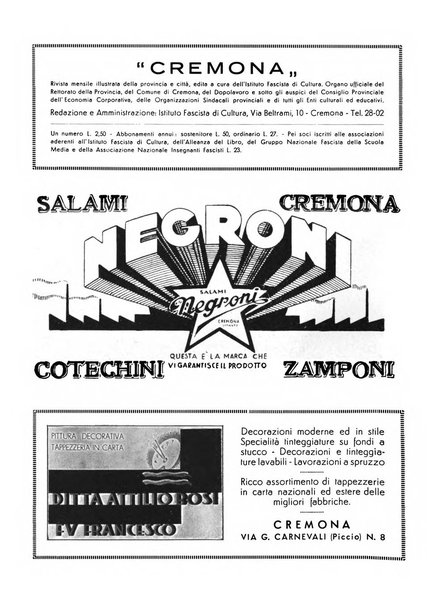 Cremona rivista mensile illustrata della Citta e Provincia