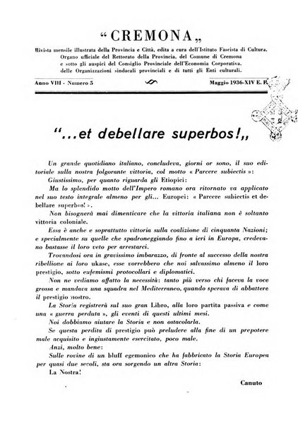 Cremona rivista mensile illustrata della Citta e Provincia