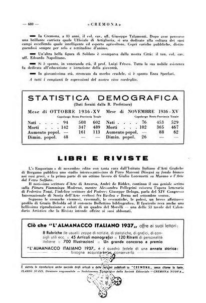 Cremona rivista mensile illustrata della Citta e Provincia