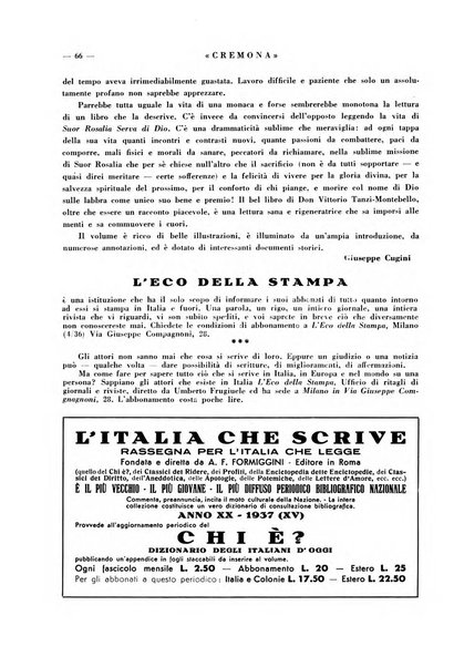 Cremona rivista mensile illustrata della Citta e Provincia