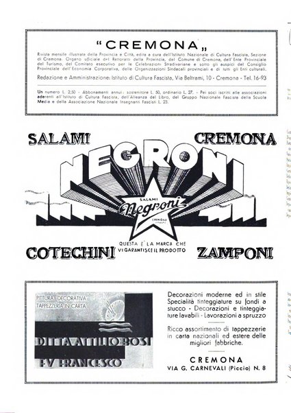 Cremona rivista mensile illustrata della Citta e Provincia