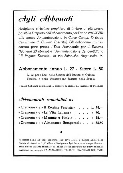 Cremona rivista mensile illustrata della Citta e Provincia