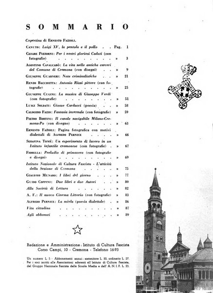 Cremona rivista mensile illustrata della Citta e Provincia