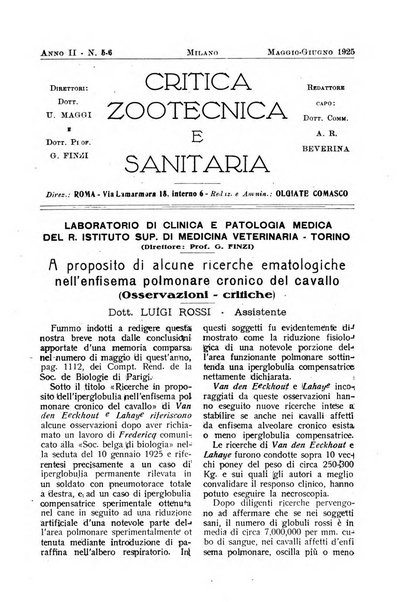 La critica zootecnica periodico illustrato mensile